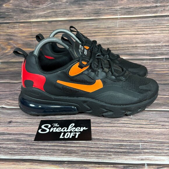 Nike Shoes - Nike Air Max 270 React Black Magma Orange Women's Athletic Shoes Size 7.5